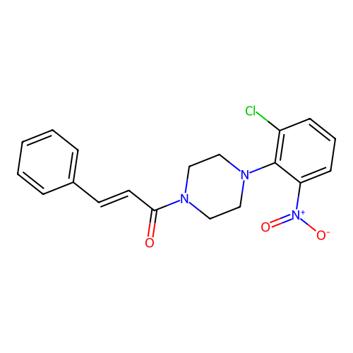 (2E)-1-[4-(2-chloro-6-nitrophenyl)piperazin-1-yl]-3-phenylprop-2-en-1-one structure