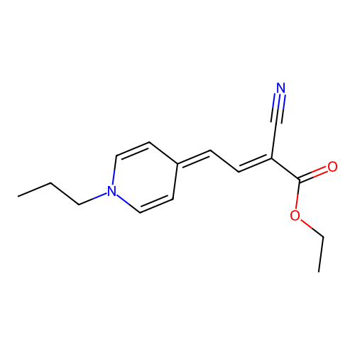 ethyl (E)-2-cyano-4-(1-propylpyridin-4-ylidene)but-2-enoate structure