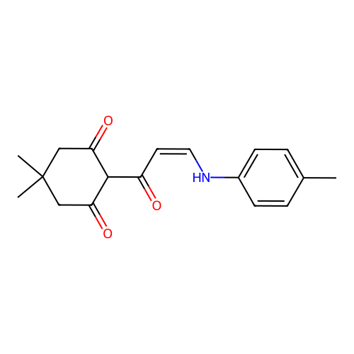 (Z)-5,5-dimethyl-2-(3-(p-tolylamino)acryloyl)cyclohexane-1,3-dione structure