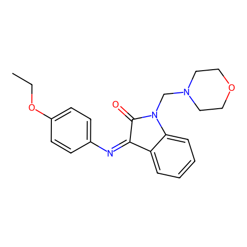 (Z)-3-((4-ethoxyphenyl)imino)-1-(morpholinomethyl)indolin-2-one structure