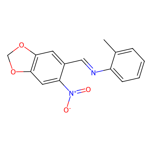 2-methyl-N-[(6-nitro-1,3-benzodioxol-5-yl)methylene]aniline structure