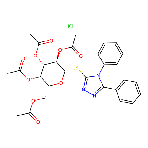 beta-D-Galactopyranoside, 4,5-diphenyl-4H-1,2,4-triazol-3-yl 1-thio-, 2,3,4,6-tetraacetate, monohydrochloride structure