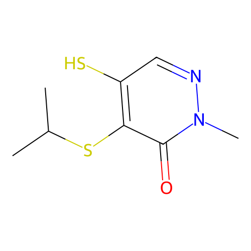 4-(isopropylthio)-5-mercapto-2-methyl-3(2H)-pyridazinone structure