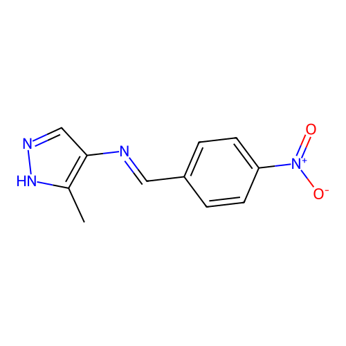 4-({4-nitrobenzylidene}amino)-3-methyl-1H-pyrazole structure