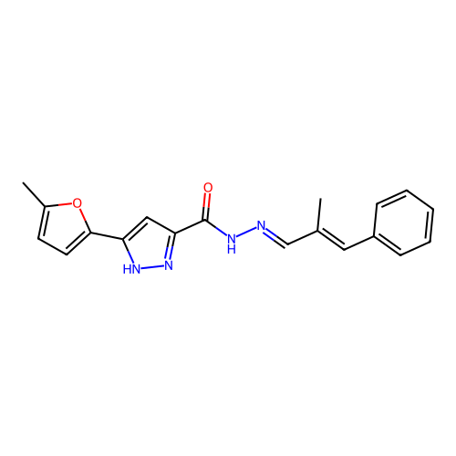 (E)-N'-((E)-2-methyl-3-phenylallylidene)-3-(5-methylfuran-2-yl)-1H-pyrazole-5-carbohydrazide structure