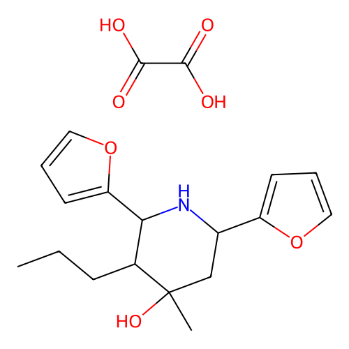 2,6-Di(furan-2-yl)-4-methyl-3-propylpiperidin-4-ol oxalate structure