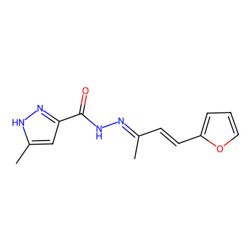 N'-[3-(2-furyl)-1-methyl-2-propen-1-ylidene]-3-methyl-1H-pyrazole-5-carbohydrazide structure