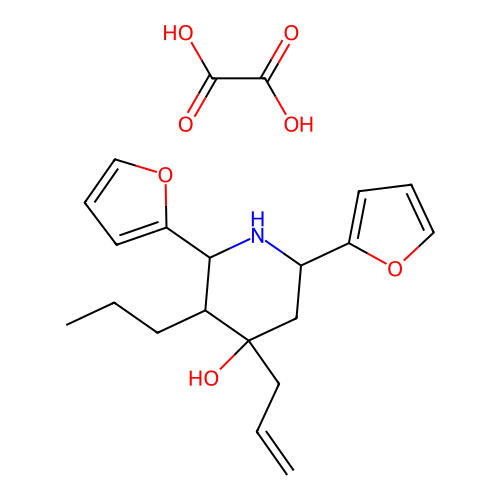 4-Allyl-2,6-di-furan-2-yl-3-propyl-piperidin-4-ol structure