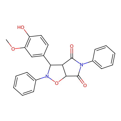 3-(4-hydroxy-3-methoxyphenyl)-2,5-diphenyl-3a,6a-dihydro-3H-pyrrolo[3,4-d][1,2]oxazole-4,6-dione structure