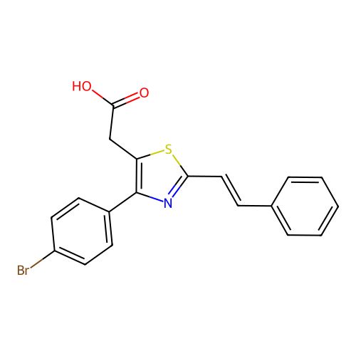 5-Thiazoleacetic acid, 4-(4-bromophenyl)-2-(2-phenylethenyl)- structure