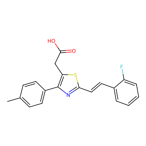 5-Thiazoleacetic acid, 2-(2-(2-fluorophenyl)ethenyl)-4-(4-methylphenyl)- structure