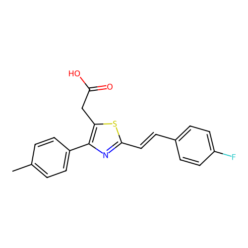 5-Thiazoleacetic acid, 2-(2-(4-fluorophenyl)ethenyl)-4-(4-methylphenyl)- structure