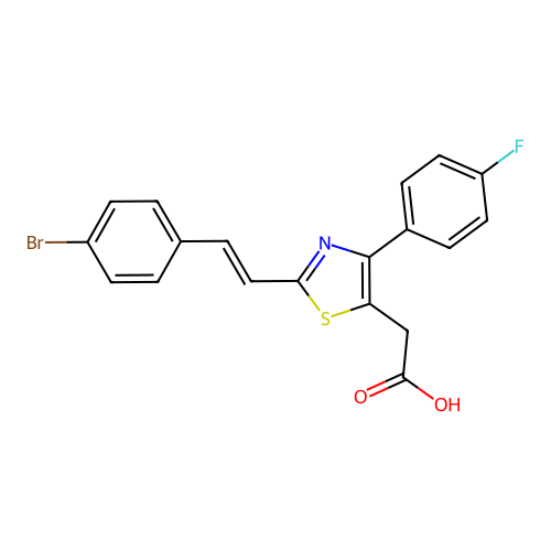 5-Thiazoleacetic acid, 2-(2-(4-bromophenyl)ethenyl)-4-(4-fluorophenyl)- structure
