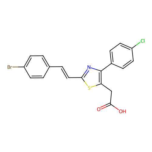 5-Thiazoleacetic acid, 2-(2-(4-bromophenyl)ethenyl)-4-(4-chlorophenyl)- structure