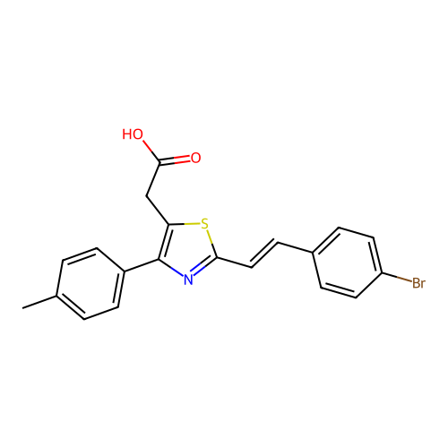 5-Thiazoleacetic acid, 2-(2-(4-bromophenyl)ethenyl)-4-(4-methylphenyl)- structure