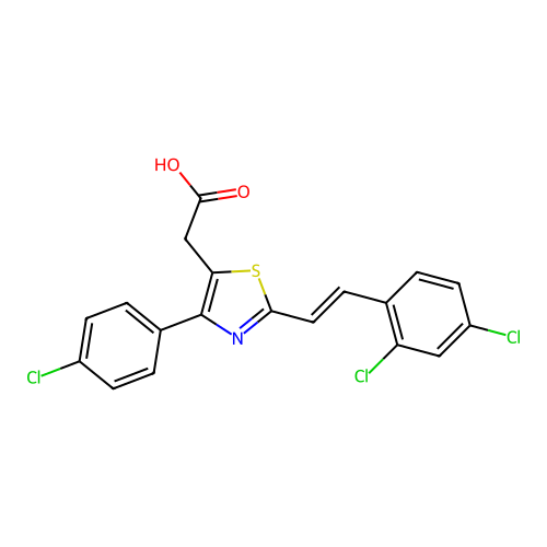 5-Thiazoleacetic acid, 4-(4-chlorophenyl)-2-(2-(2,4-dichlorophenyl)ethenyl)- structure