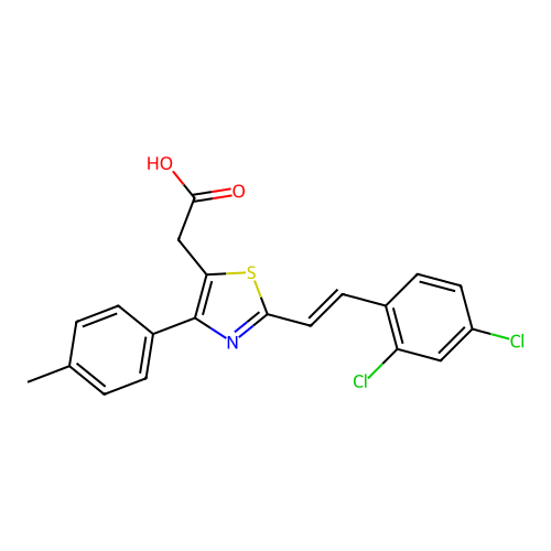 5-Thiazoleacetic acid, 2-(2-(2,4-dichlorophenyl)ethenyl)-4-(4-methylphenyl)- structure