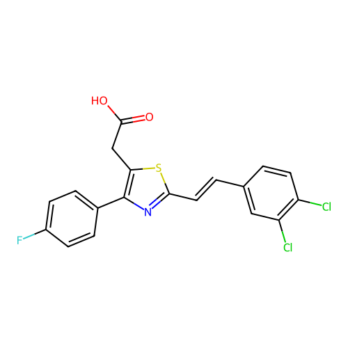 5-Thiazoleacetic acid, 2-(2-(3,4-dichlorophenyl)ethenyl)-4-(4-fluorophenyl)- structure