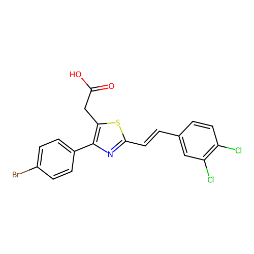 5-Thiazoleacetic acid, 4-(4-bromophenyl)-2-(2-(3,4-dichlorophenyl)ethenyl)- structure