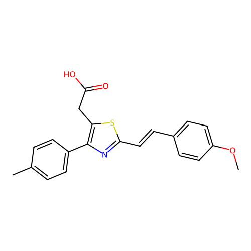 5-Thiazoleacetic acid, 2-(2-(4-methoxyphenyl)ethenyl)-4-(4-methylphenyl)- structure