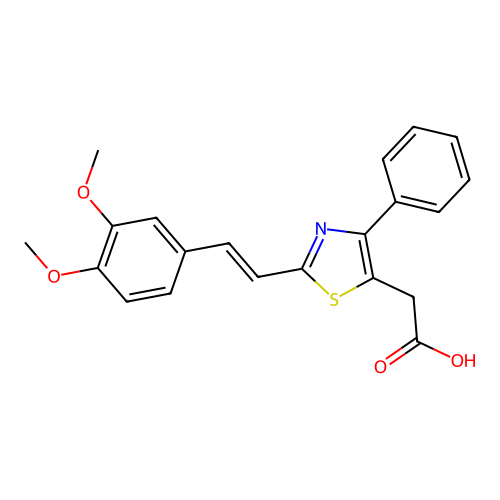 5-Thiazoleacetic acid, 2-(2-(3,4-dimethoxyphenyl)ethenyl)-4-phenyl- structure