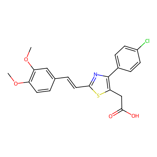 5-Thiazoleacetic acid, 4-(4-chlorophenyl)-2-(2-(3,4-dimethoxyphenyl)ethenyl)- structure
