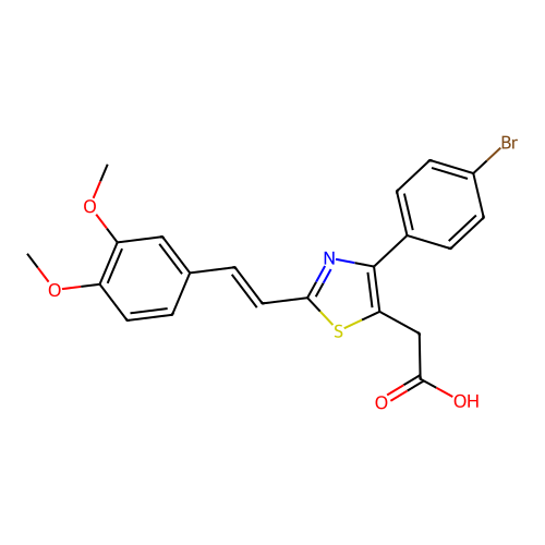 5-Thiazoleacetic acid, 4-(4-bromophenyl)-2-(2-(3,4-dimethoxyphenyl)ethenyl)- structure