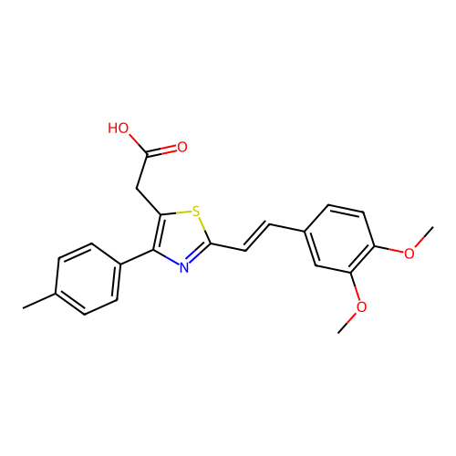 5-Thiazoleacetic acid, 2-(2-(3,4-dimethoxyphenyl)ethenyl)-4-(4-methylphenyl)- structure