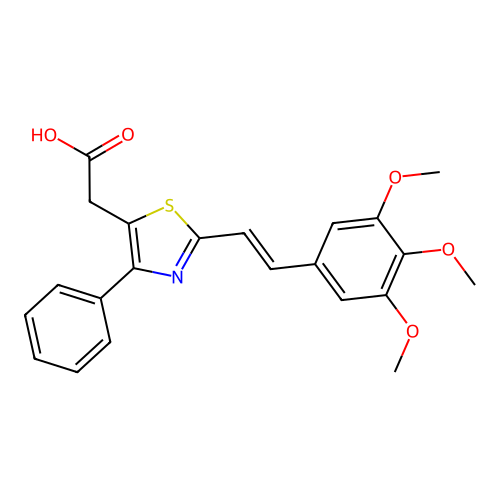 5-Thiazoleacetic acid, 4-phenyl-2-(2-(3,4,5-trimethoxyphenyl)ethenyl)- structure