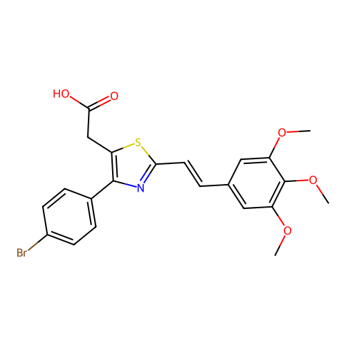 5-Thiazoleacetic acid, 4-(4-bromophenyl)-2-(2-(3,4,5-trimethoxyphenyl)ethenyl)- structure