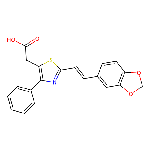 5-Thiazoleacetic acid, 2-(2-(1,3-benzodioxol-5-yl)ethenyl)-4-phenyl- structure