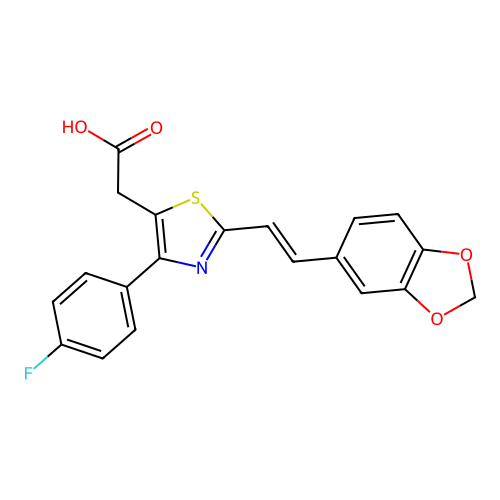 5-Thiazoleacetic acid, 2-(2-(1,3-benzodioxol-5-yl)ethenyl)-4-(4-fluorophenyl)- structure