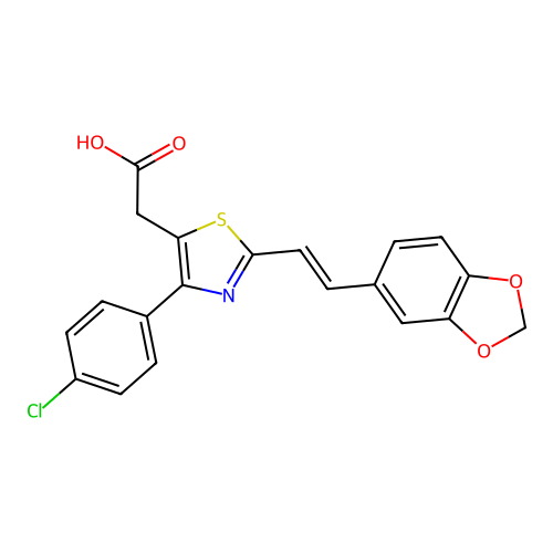 5-Thiazoleacetic acid, 2-(2-(1,3-benzodioxol-5-yl)ethenyl)-4-(4-chlorophenyl)- structure