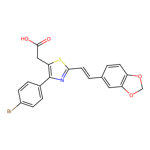 5-Thiazoleacetic acid, 2-(2-(1,3-benzodioxol-5-yl)ethenyl)-4-(4-bromophenyl)- structure