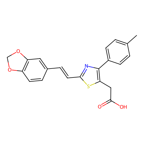 5-Thiazoleacetic acid, 2-(2-(1,3-benzodioxol-5-yl)ethenyl)-4-(4-methylphenyl)- structure