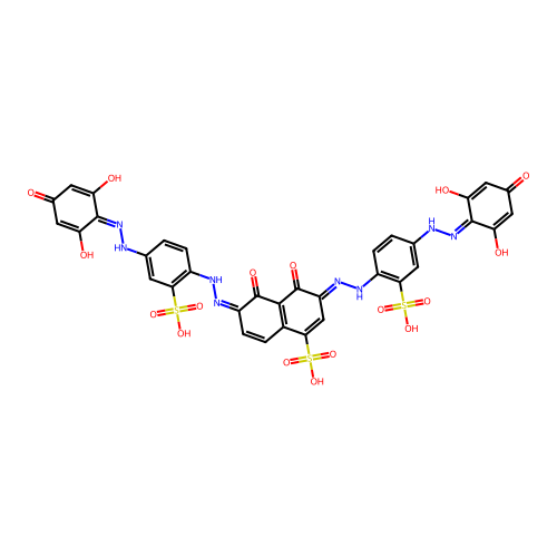 1-Naphthalenesulfonic acid, 4,5-dihydroxy-3,6-bis(2-sulfo-4-((2,4,6-trihydroxyphenyl)azo)phenyl)azo)- structure