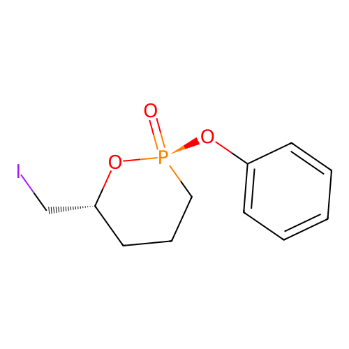 6-(Iodomethyl)-2-oxo-2-phenoxy-1,2-oxaphosphorinane structure