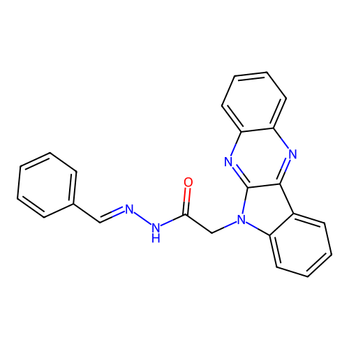 6H-Indolo(2,3-b)quinoxaline-6-acetic acid, (phenylmethylene)hydrazide structure