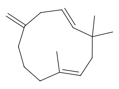 trans,trans-8-Methylene-1,4,4-trimethyl-1,5-cycloundecadiene structure