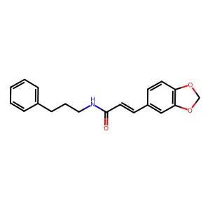 (E)-3-(1,3-benzodioxol-5-yl)-N-(3-phenylpropyl)prop-2-enamide structure