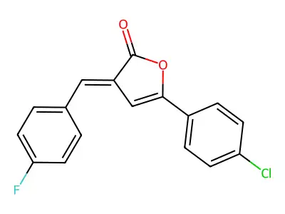 (3E)-5-(4-chlorophenyl)-3-[(4-fluorophenyl)methylidene]furan-2-one structure