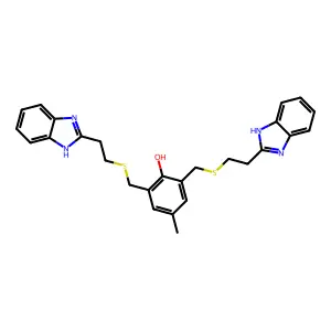 Phenol, 2,6-bis[[[2-(1H-benzimidazol-2-yl)ethyl]thio]methyl]-4-methyl- structure