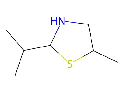 Thiazolidine, 5-methyl-2-(1-methylethyl)- structure