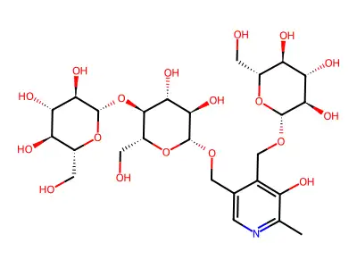 4'-O-(Glucosyl)-5'-O-(cellobiosyl)pyridoxine structure