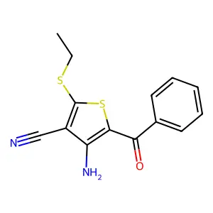 4-Amino-5-benzoyl-2-(ethylsulfanyl)-3-thiophenecarbonitrile structure
