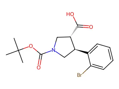 Trans-4-(2-bromophenyl)-1-Boc-pyrrolidine-3-carboxylic acid structure