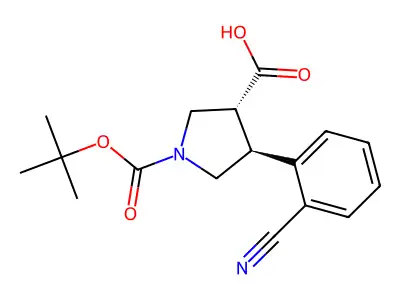 Trans-1-Boc-4-(2-cyanophenyl)pyrrolidine-3-carboxylic acid structure