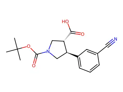 (3S,4R)-1-(tert-butoxycarbonyl)-4-(3-cyanophenyl)pyrrolidine-3-carboxylic acid structure