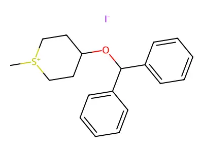2H-Thiopyranium, tetrahydro-4-(diphenylmethoxy)-1-methyl-, iodide structure