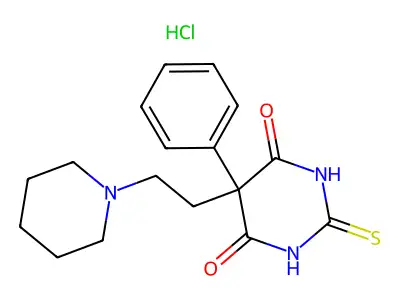 4,6(1H,5H)-Pyrimidinedione, dihydro-5-phenyl-5-(2-(1-piperidinyl)ethyl)-2-thioxo-, monohydrochloride structure
